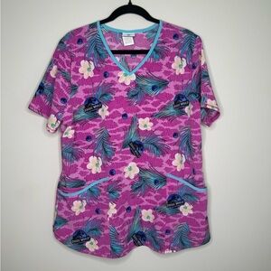 Jurassic World Pink and Blue Tropical scrub Top